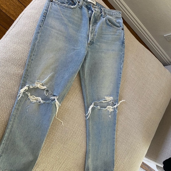 Title:
AGOLDE 90s Distressed High Rise Straight Jeans Size 30 - Picture 2 of 8